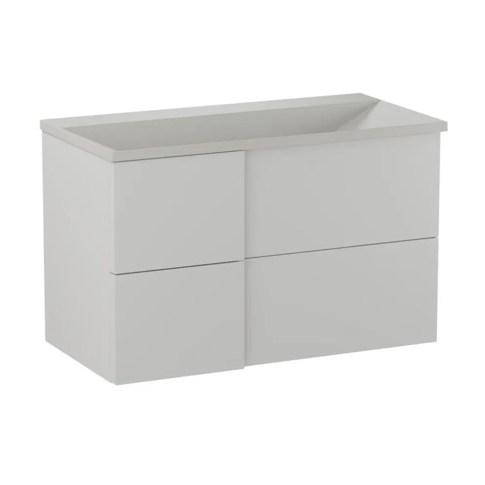 Szafka pod umywalkę EDGE 90 cm biało-szara półmat z organizerem | MIRAT kolekcja KF-EDGE