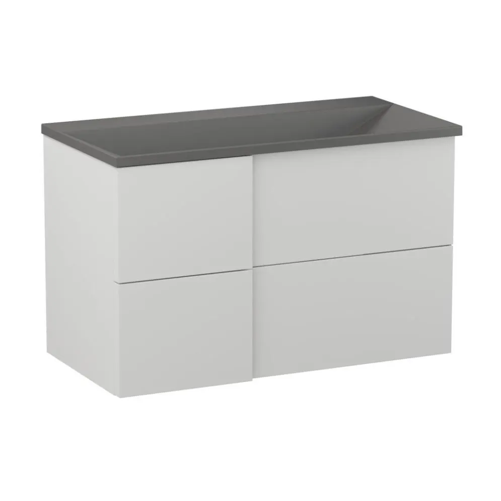 Szafka pod umywalkę EDGE 90 cm biało-szara półmat z organizerem | MIRAT kolekcja KF-EDGE