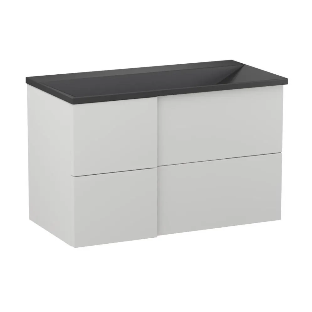 Szafka pod umywalkę EDGE 90 cm biało-szara półmat z organizerem | MIRAT kolekcja KF-EDGE