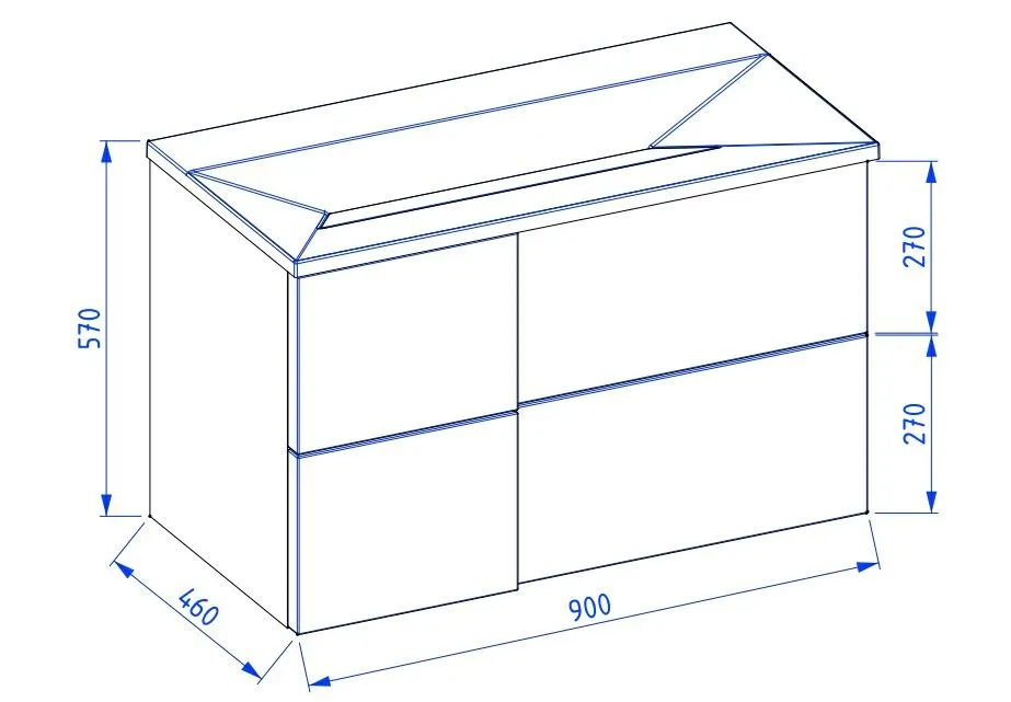 Szafka pod umywalkę EDGE 90 cm biało-szara półmat z organizerem | MIRAT kolekcja KF-EDGE