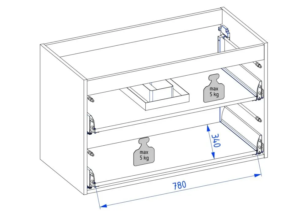 Szafka pod umywalkę EDGE 90 cm biało-szara półmat z organizerem | MIRAT kolekcja KF-EDGE