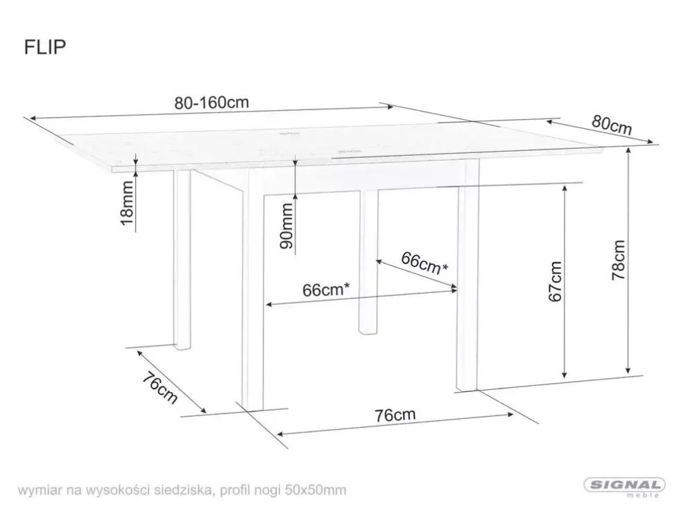 Stół kwadratowy rozkładany Flip 80(160)x80 cm dąb kaszmir | MIRAT styl SKANDYNAWSKI