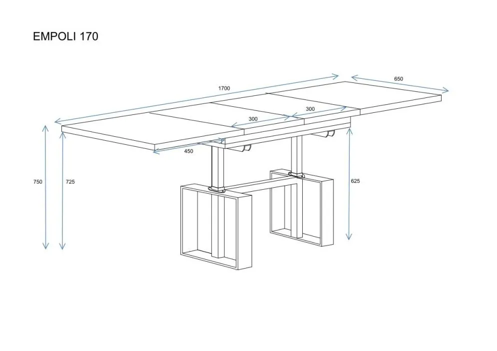 Ława rozkładana podnoszona EMPOLI 110(170)x65 biały połysk do salonu I sklep meblowy MIRAT. styl LOFT