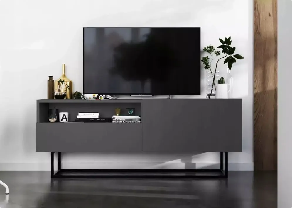 Szafka RTV SELF 3 120 grafitowa mat MEBLE LINDNER | MIRAT. w stylu  kolekcja SELF