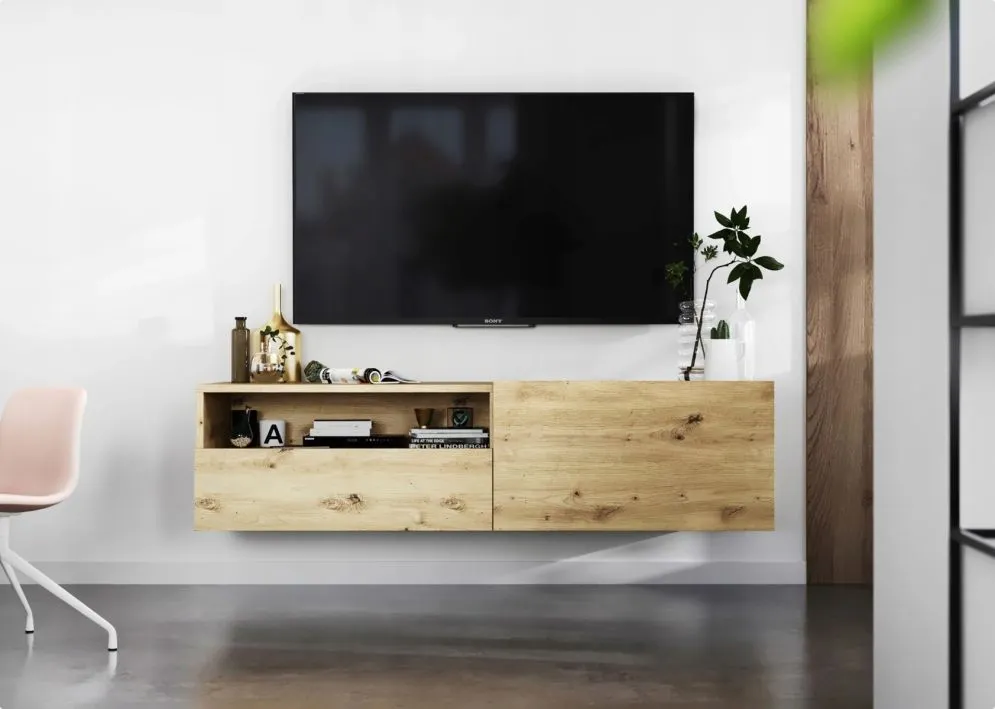 Szafka RTV SELF 120 dąb artisan MEBLE LINDNER | MIRAT. w stylu LOFT kolekcja SELF