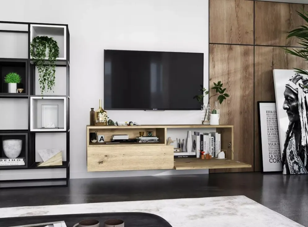 Szafka RTV SELF 120 dąb artisan MEBLE LINDNER | MIRAT. w stylu LOFT kolekcja SELF