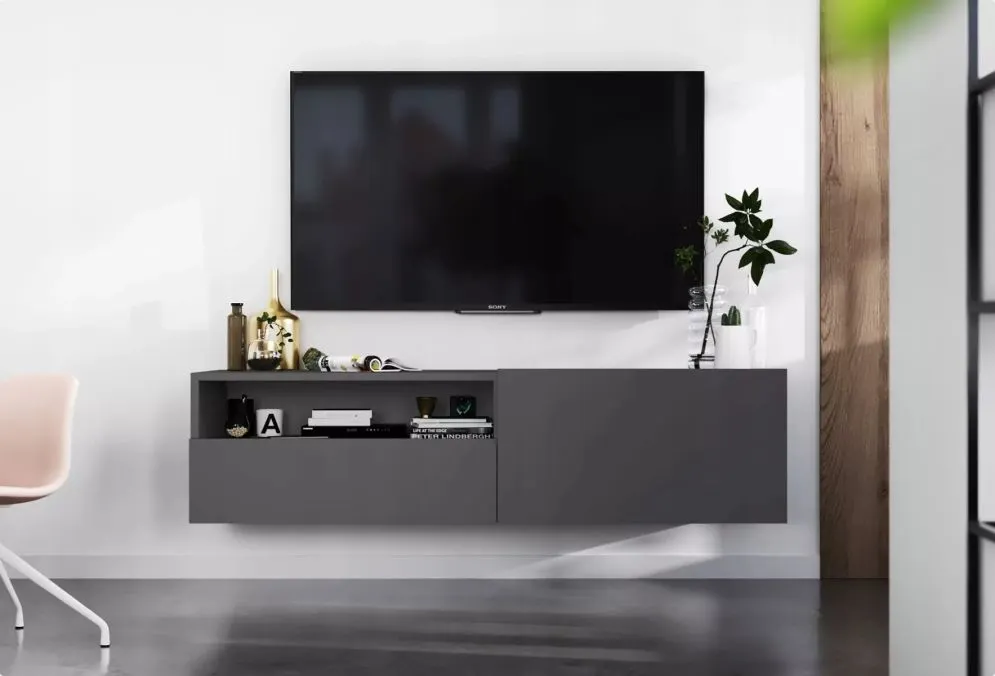 Szafka RTV SELF 120 grafitowa mat MEBLE LINDNER | MIRAT. w stylu LOFT kolekcja SELF