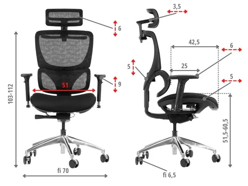 Fotel biurowy ERGONEW S1A czarny tkanina z regulowanymi podłokietnikami I sklep meblowy MIRAT.
