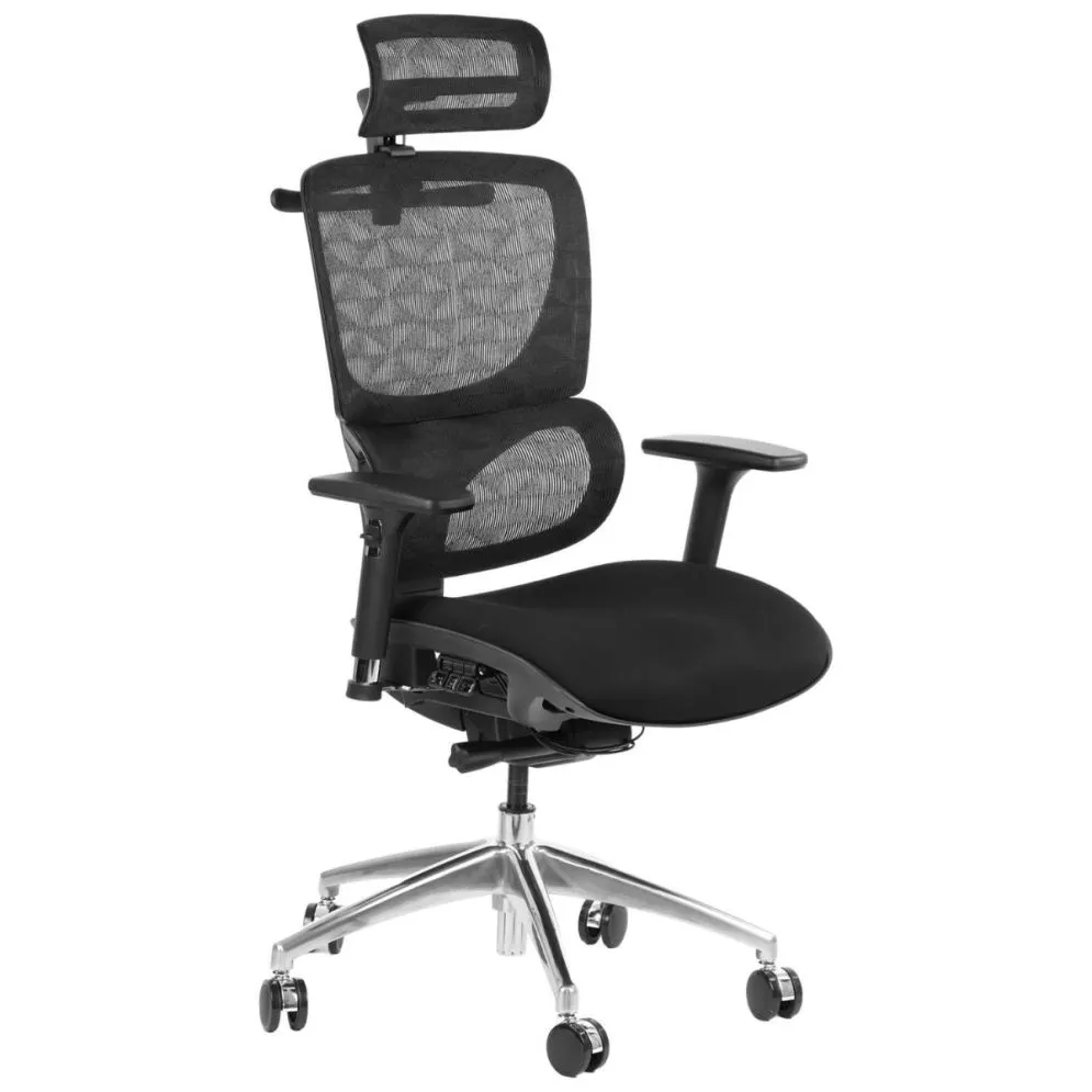 Fotel biurowy ERGONEW S1A czarny tkanina z regulowanymi podłokietnikami I sklep meblowy MIRAT.