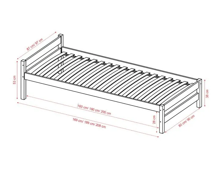 Łóżko młodzieżowe KOX-BED 90x200 sosna naturalna nielakierowane I sklep meblowy MIRAT. styl SKANDYNAWSKI