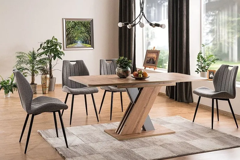 Stół EXEL 140(180)x85 dąb wotan/srebrny do jadalni Signal | MIRAT. w stylu LOFT kolekcja