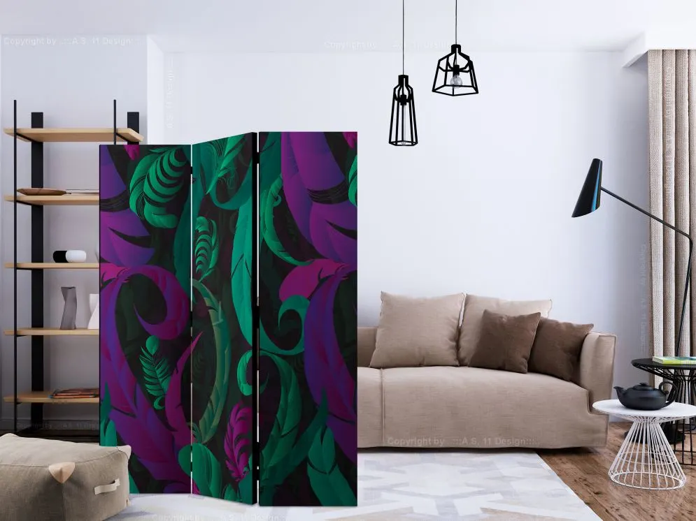 Parawan akustyczny Liście 135x172 cm 3-częściowy niebieski | MIRAT.