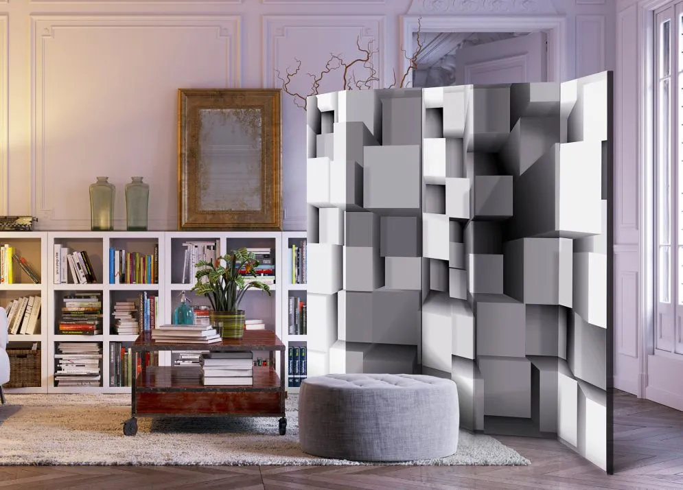 Parawan dwustronny 3D 225x172 cm 5-częściowy czarny | MIRAT.