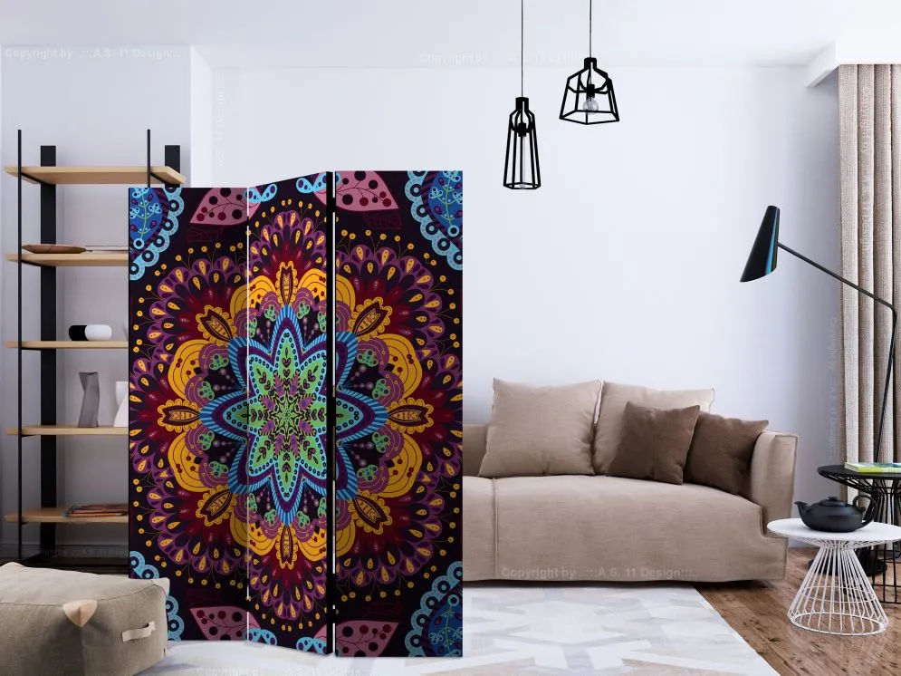 Parawan akustyczny Orient 135x172 cm 3-częściowy fioletowy | MIRAT.