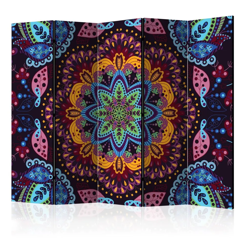 Parawan akustyczny Orient 225x172 cm 5-częściowy fioletowy | MIRAT.