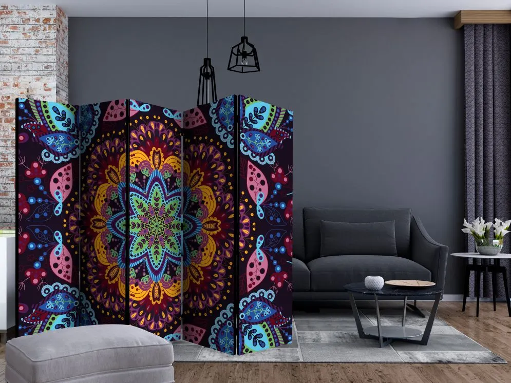 Parawan akustyczny Orient 225x172 cm 5-częściowy fioletowy | MIRAT.