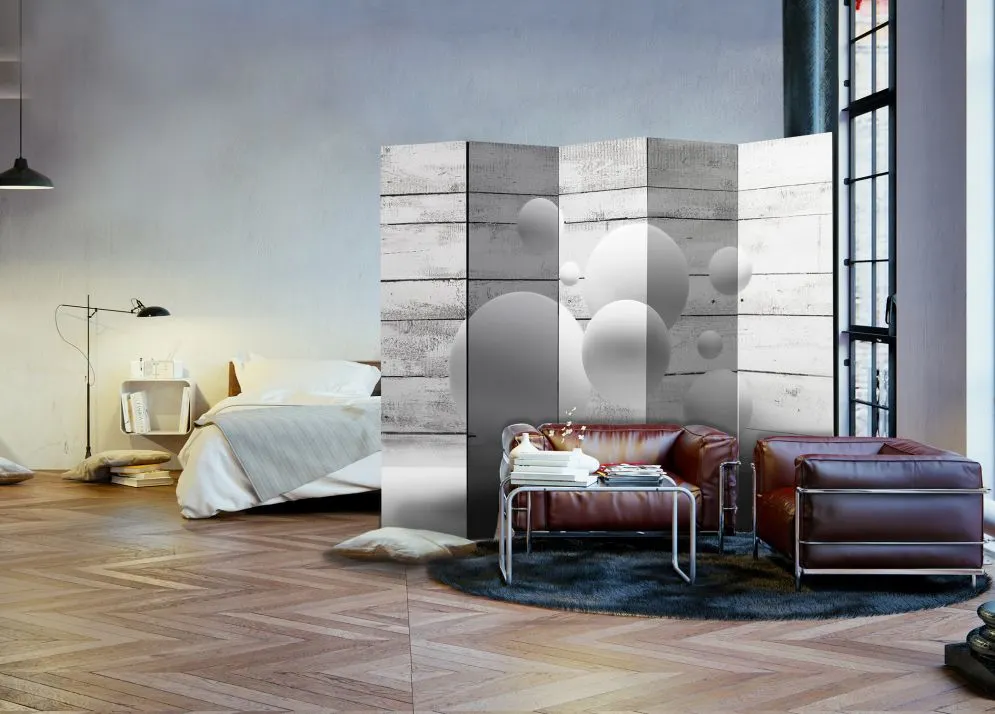 Parawan dwustronny 3D 225x172 cm 5-częściowy czarny | MIRAT.