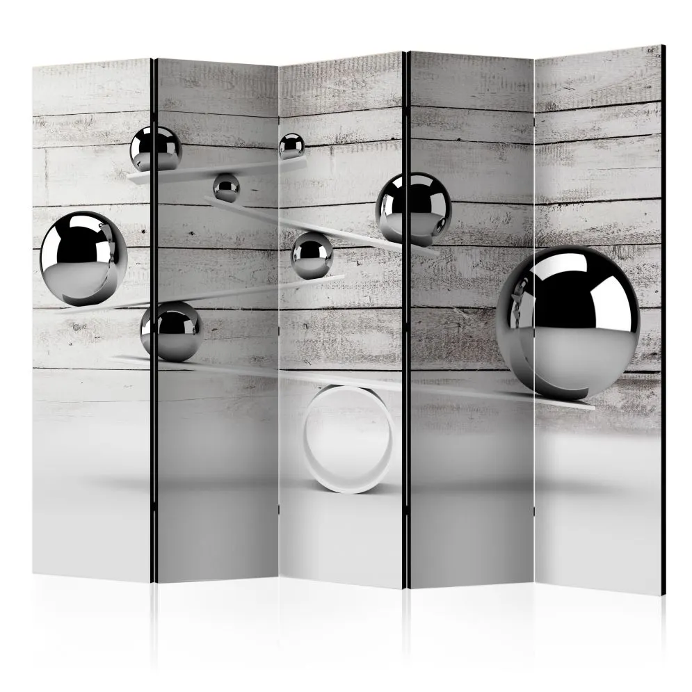 Parawan jednostronny 3D 225x172 cm 5-częściowy czarny | MIRAT.