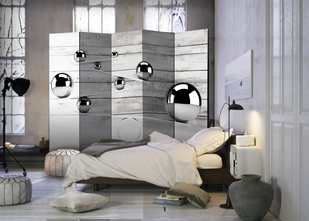 Parawan jednostronny 3D 225x172 cm 5-częściowy czarny | MIRAT.