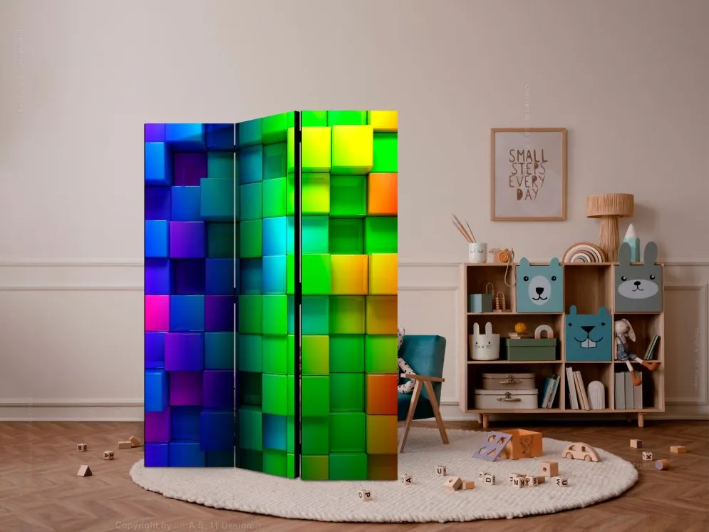 Parawan jednostronny 3D 135x172 cm 3-częściowy żółty | MIRAT.