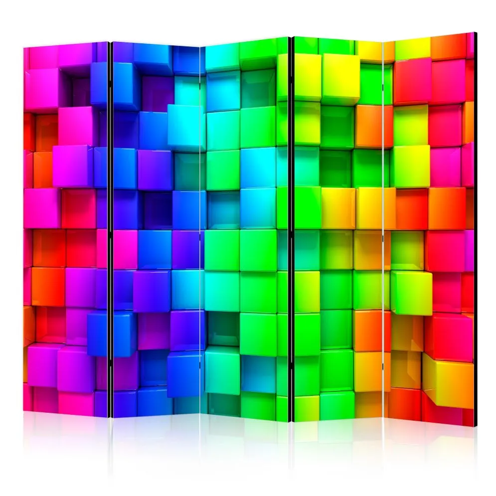 Parawan akustyczny 3D 225x172 cm 5-częściowy różowy | MIRAT.