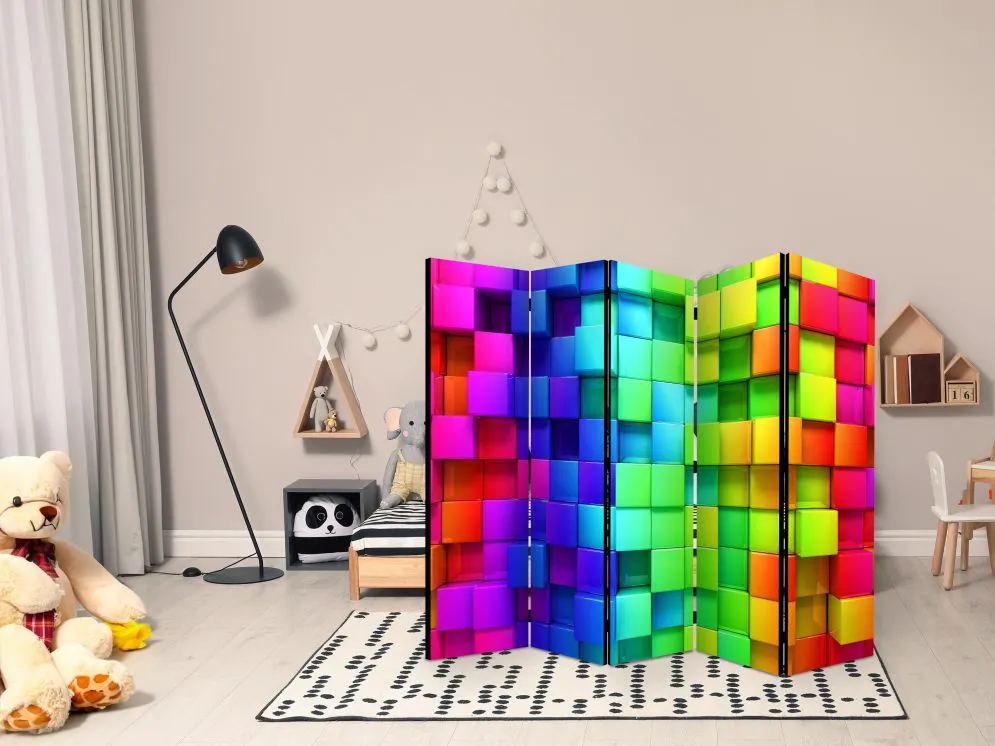 Parawan akustyczny 3D 225x172 cm 5-częściowy różowy | MIRAT.