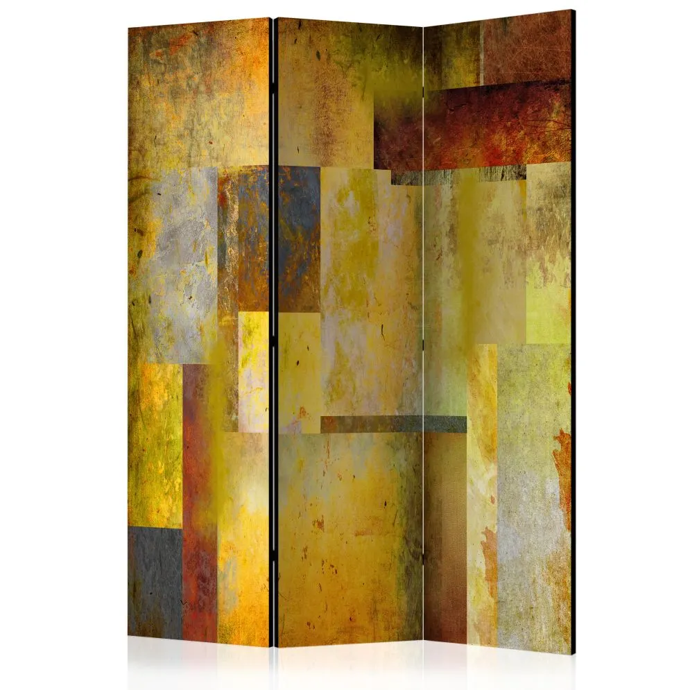Parawan dwustronny Abstrakcje 135x172 cm 3-częściowy żółty | MIRAT.