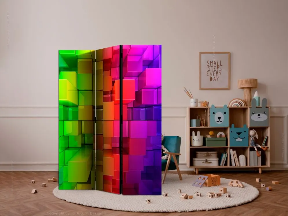 Parawan dwustronny 3D 135x172 cm 3-częściowy czerwony | MIRAT.