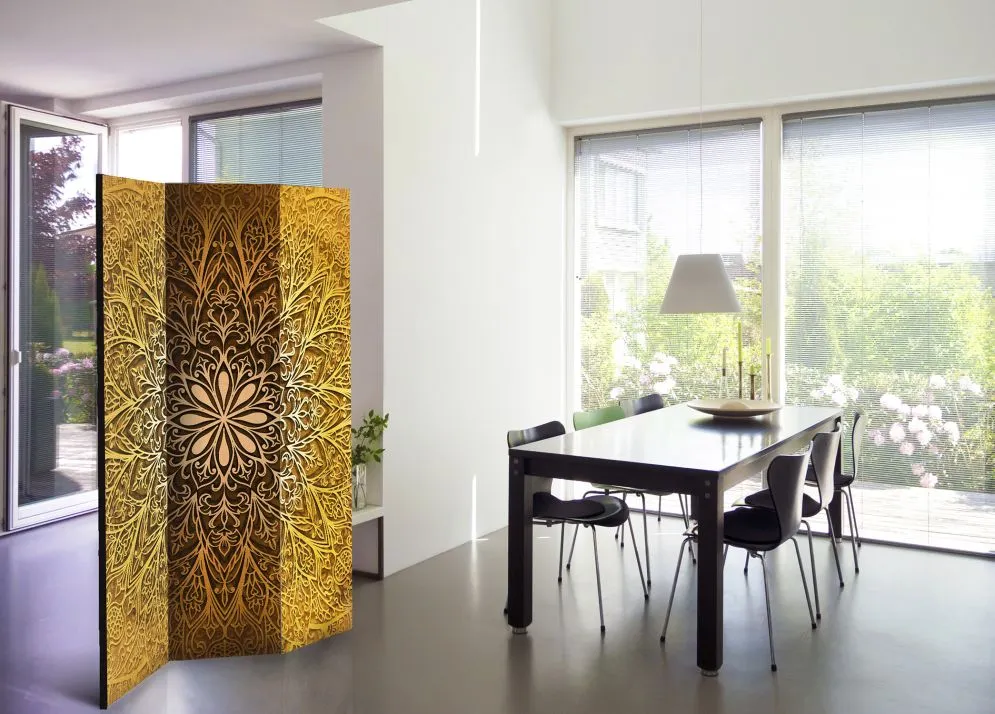 Parawan jednostronny Orient 135x172 cm 3-częściowy brązowy | MIRAT.