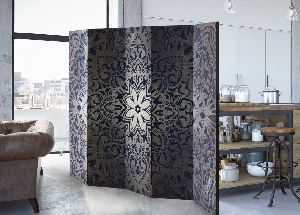 Parawan dwustronny Orient 225x172 cm 5-częściowy szary | MIRAT.