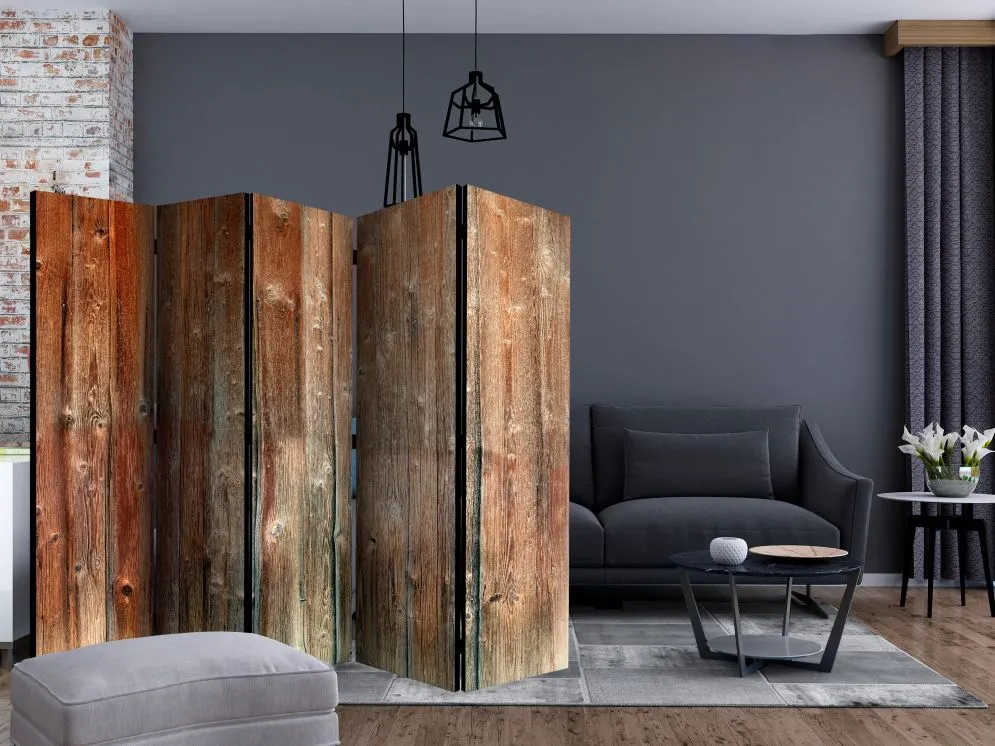 Parawan dwustronny Tła i desenie 225x172 cm 5-częściowy beżowy | MIRAT.