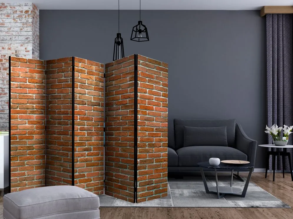 Parawan dwustronny Tła i desenie 225x172 cm 5-częściowy brązowy | MIRAT.