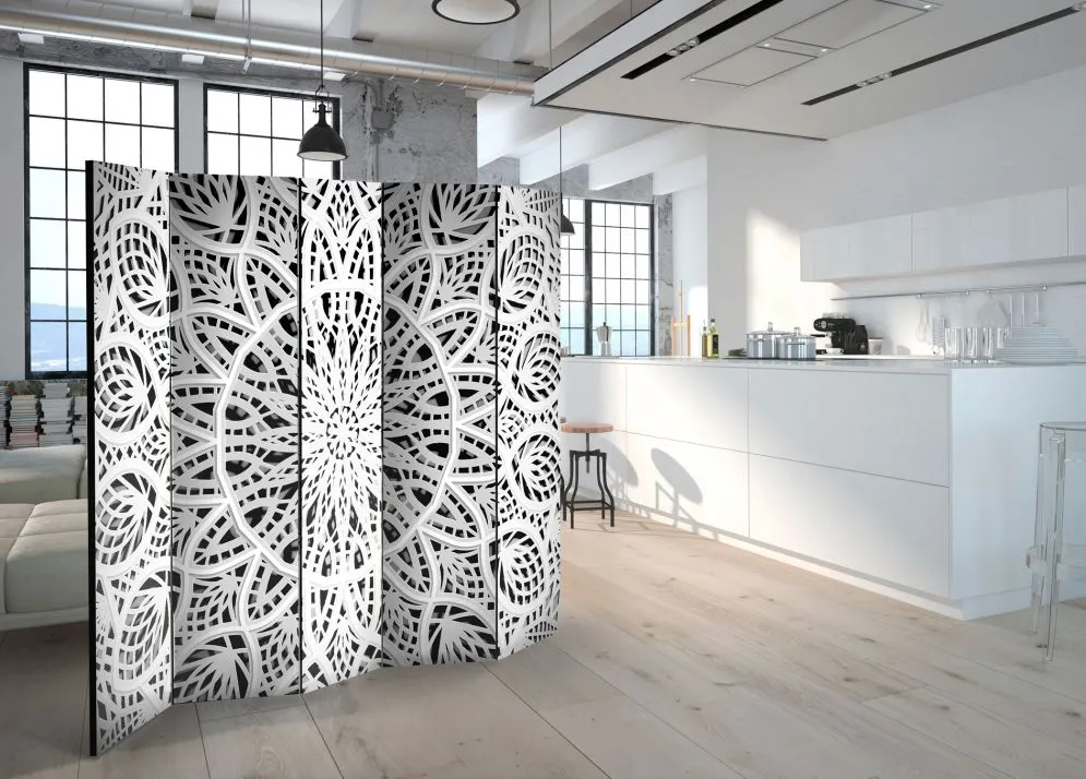 Parawan jednostronny Orient 225x172 cm 5-częściowy czarny | MIRAT.