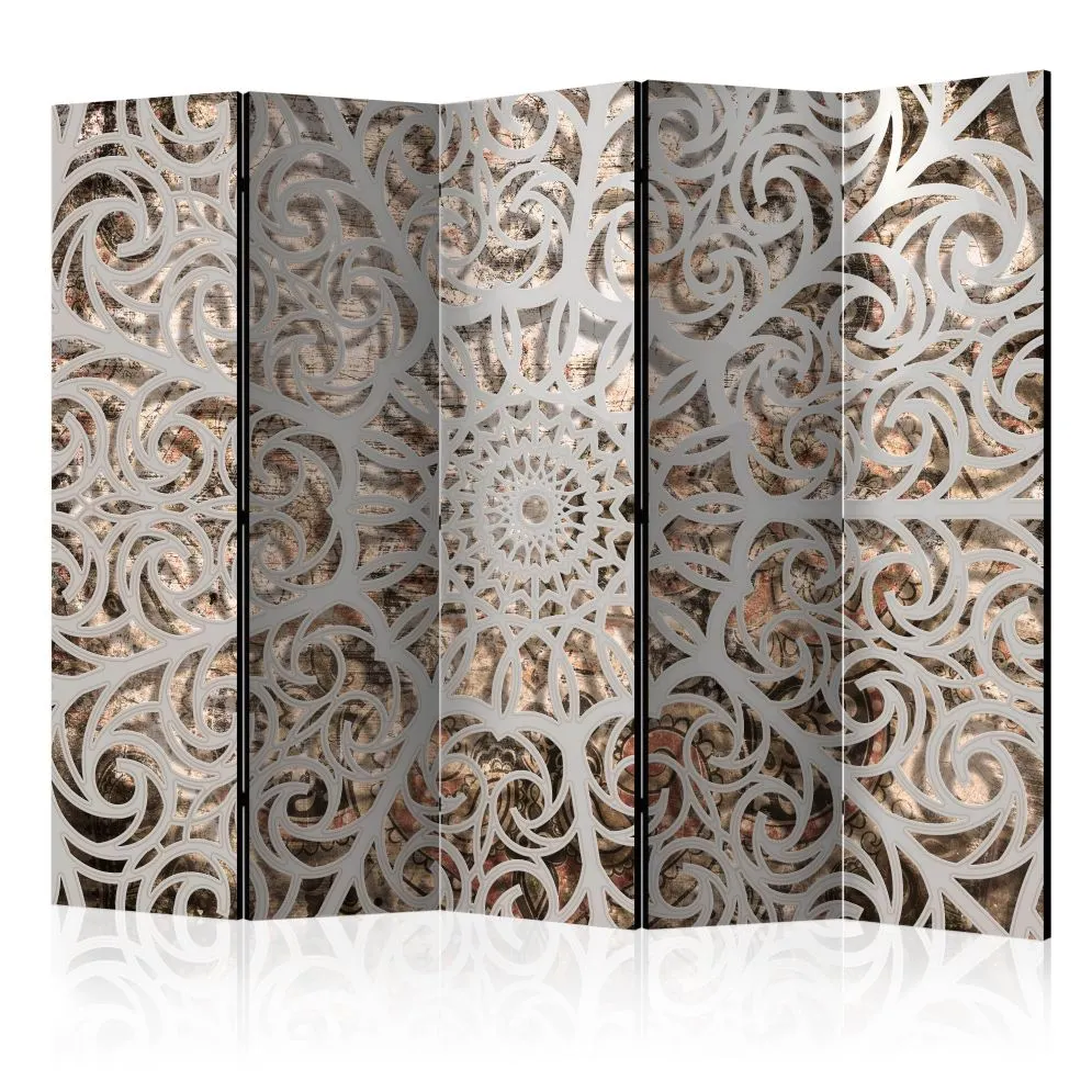 Parawan dwustronny Orient 225x172 cm 5-częściowy szary | MIRAT.
