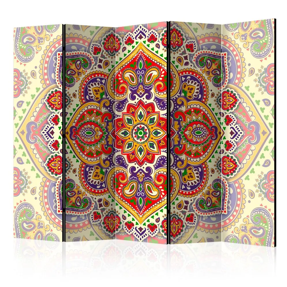 Parawan dwustronny Orient 225x172 cm 5-częściowy wielokolorowy | MIRAT.