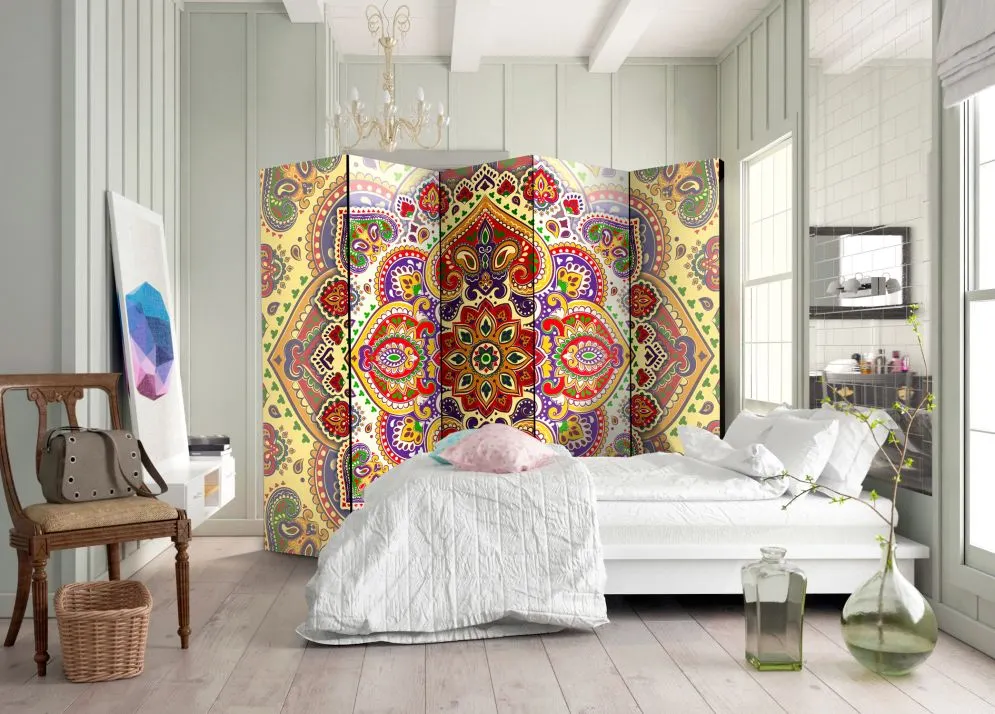 Parawan dwustronny Orient 225x172 cm 5-częściowy wielokolorowy | MIRAT.