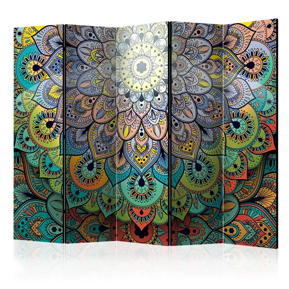 Parawan dwustronny Orient 225x172 cm 5-częściowy wielokolorowy | MIRAT.