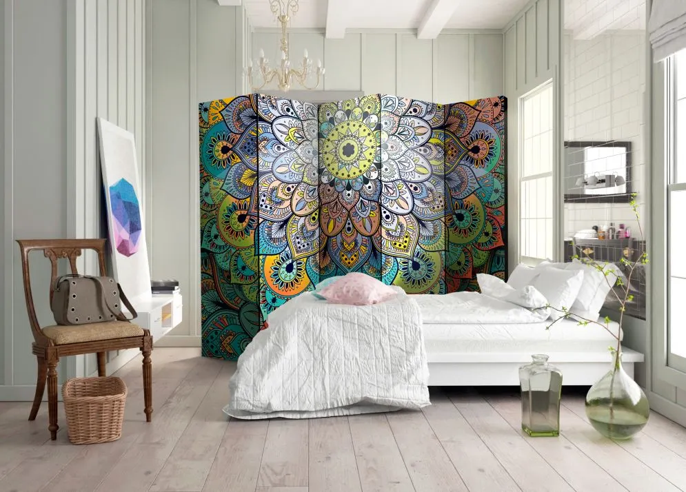 Parawan dwustronny Orient 225x172 cm 5-częściowy wielokolorowy | MIRAT.