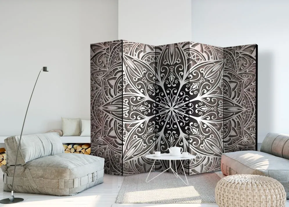 Parawan jednostronny Tła i desenie 225x172 cm 5-częściowy czarny | MIRAT.