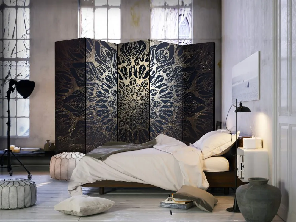 Parawan akustyczny Orient 225x172 cm 5-częściowy czarny | MIRAT.