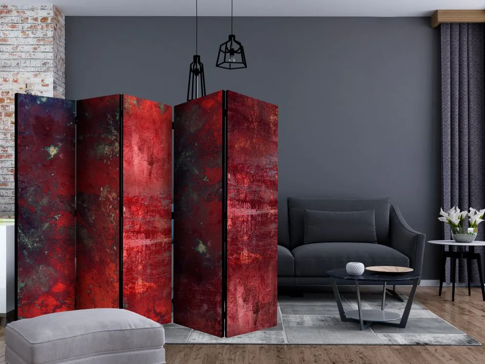 Parawan akustyczny Tła i desenie 225x172 cm 5-częściowy czerwony | MIRAT.
