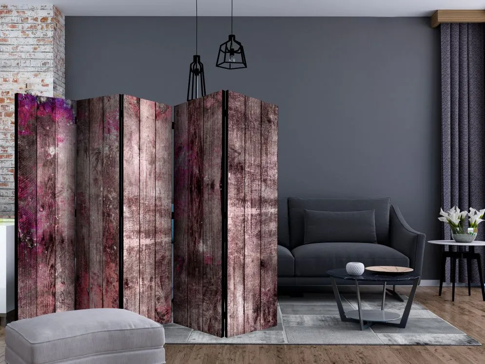 Parawan akustyczny Tła i desenie 225x172 cm 5-częściowy różowy | MIRAT.