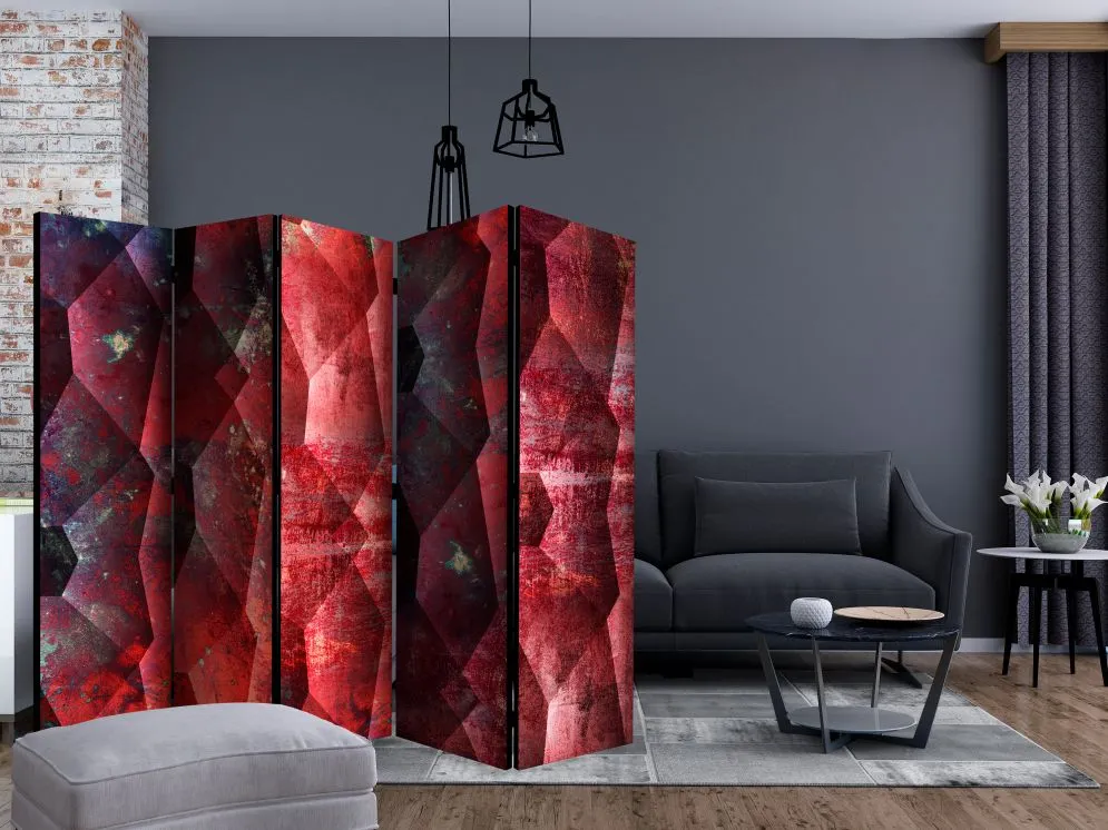 Parawan dwustronny Tła i desenie 225x172 cm 5-częściowy czerwony | MIRAT.
