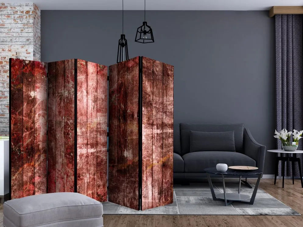Parawan dwustronny Tła i desenie 225x172 cm 5-częściowy brązowy | MIRAT.