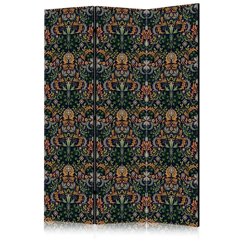 Parawan akustyczny Kwiaty 135x172 cm 3-częściowy czarny | MIRAT.