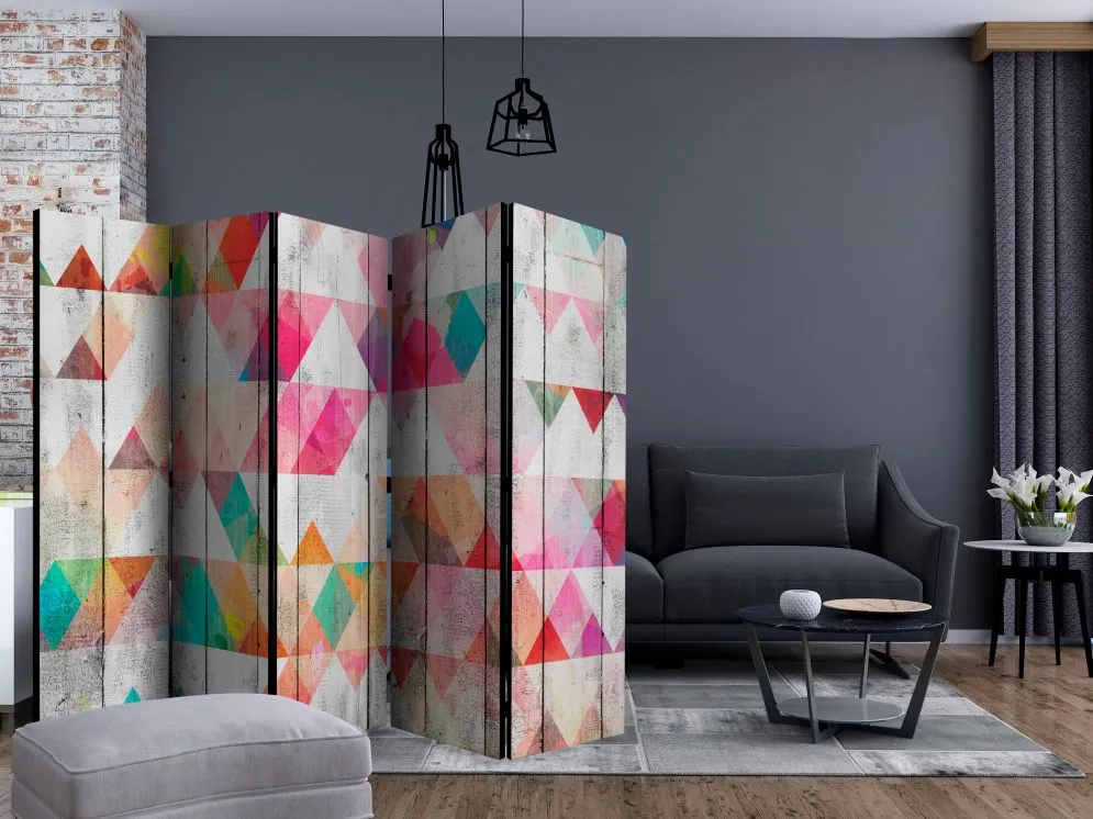 Parawan dwustronny Tła i desenie 225x172 cm 5-częściowy wielokolorowy | MIRAT.