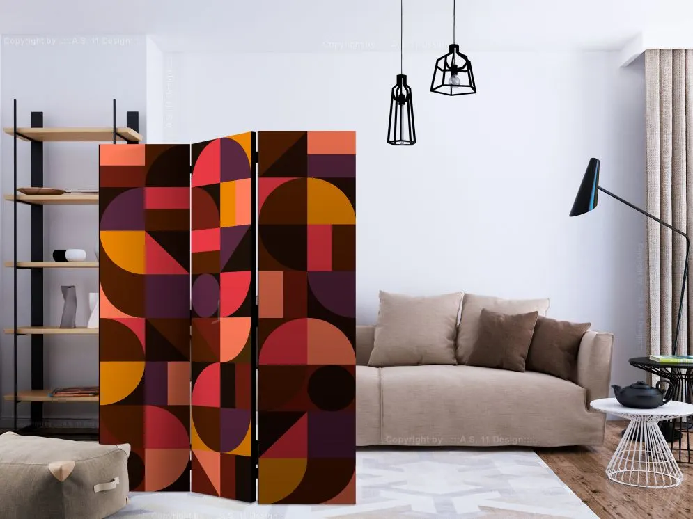 Parawan dwustronny Tła i desenie 135x172 cm 3-częściowy wielokolorowy | MIRAT.