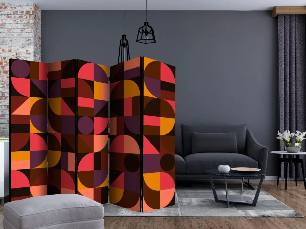 Parawan akustyczny Tła i desenie 225x172 cm 5-częściowy wielokolorowy | MIRAT.
