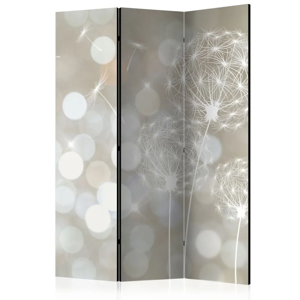 Parawan dwustronny Kwiaty 135x172 cm 3-częściowy beżowy | MIRAT.