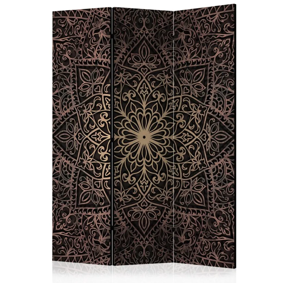 Parawan jednostronny Orient 135x172 cm 3-częściowy brązowy | MIRAT.